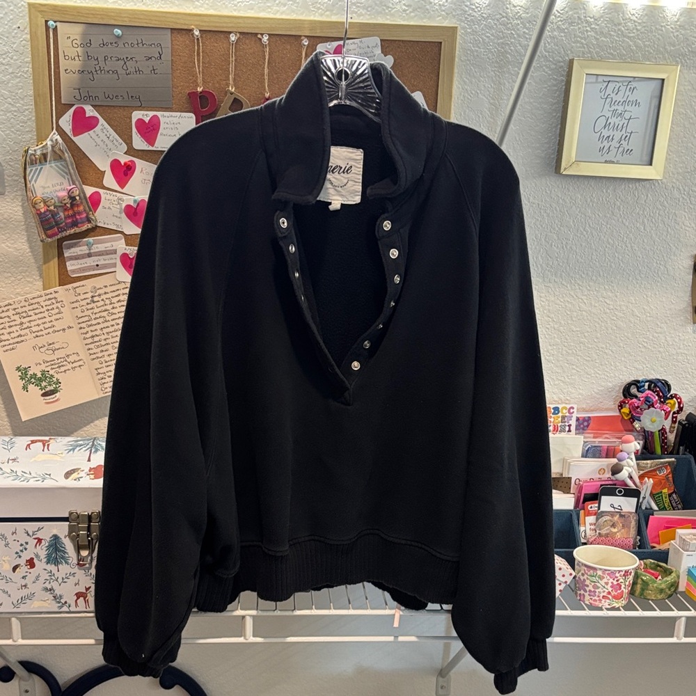 Aerie Charcoal Snap Pullover